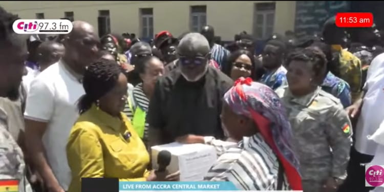 VP. Opoku-Agyemang Brings Succour to Accra Central Market Fire Victims